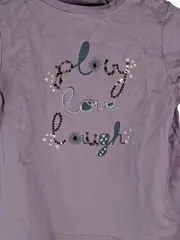 Vorschaubild 3 von Mädchen Langarmshirt Gr. 74 Lila Play Love Laugh Pailletten