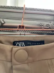 Vorschaubild 2 von Damen Lederhose Kunstleder High Waist Skinny Beige XS 32