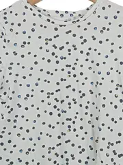 Vorschaubild 3 von Damen T-Shirt Punkte Kurzarm Baumwolle Weiß UNI Freizeit