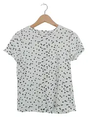 Vorschaubild 1 von Damen T-Shirt Punkte Kurzarm Baumwolle Weiß UNI Freizeit