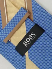 Vorschaubild 4 von Krawatte Herren Seide gestreift Blau Beige Braun 144cm Business