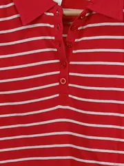 Vorschaubild 2 von Damen Poloshirt Rot Weiß Gestreift Gr. S 36 Kurzarm