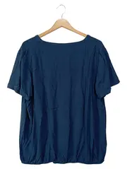 Vorschaubild 2 von Damen T-Shirt Gr. 44/L Blau Bestickt Tropisch Viskose Casual