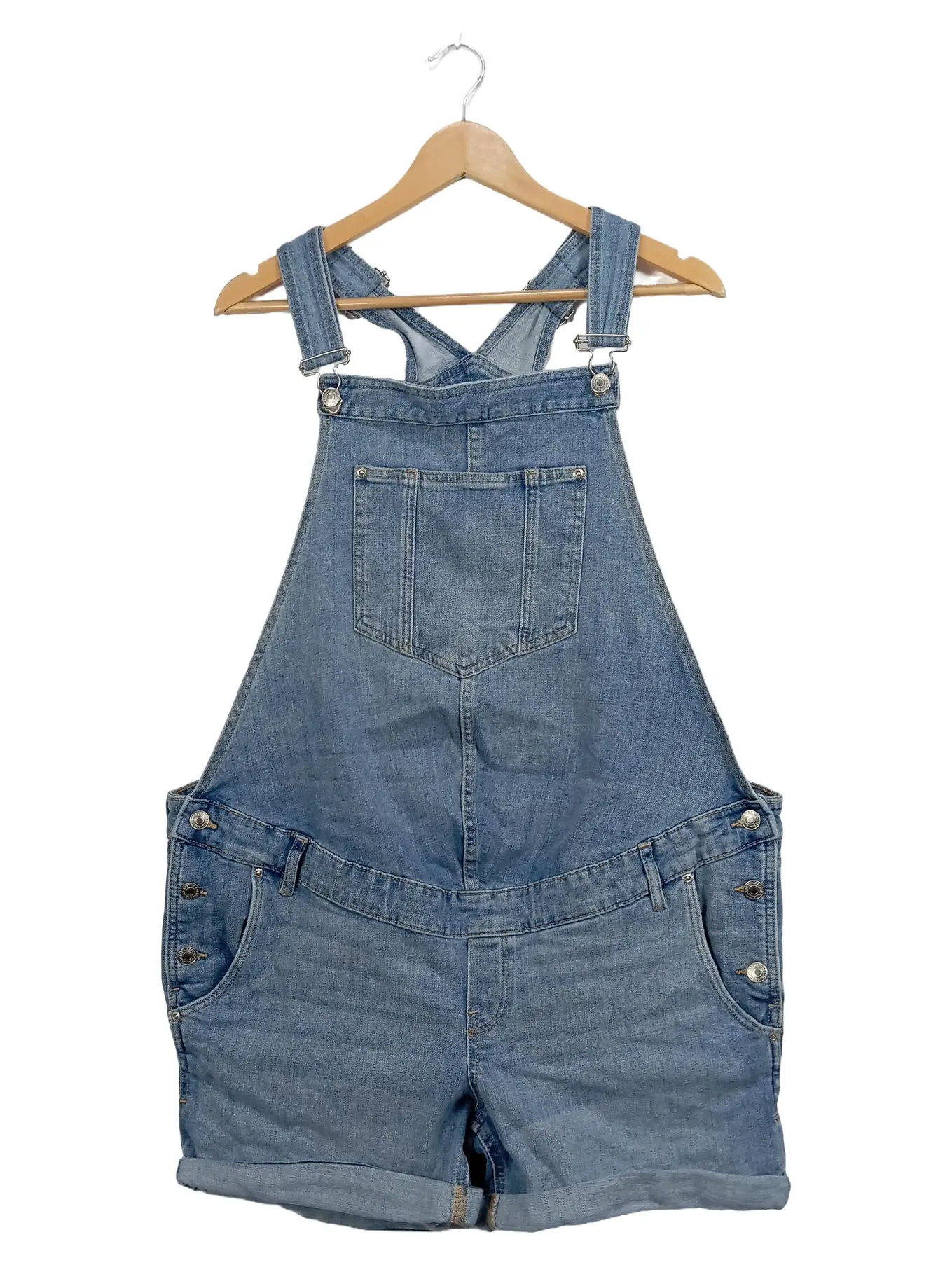 Damen Denim Latzhose kurz Blau XL Casual Baumwolle Overall Shorts