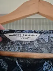 Vorschaubild 2 von Damen Langarmshirt Blumenmuster Boho Gr. L Blau Viskose