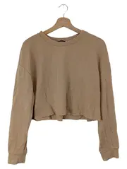 Vorschaubild 1 von Damen Sweatshirt Beige Gr. 36/S Cropped Basic Langarm