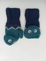 Vorschaubild 2 von Kinder Fäustlinge Monster Design Petrol Strickhandschuhe