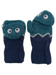 Vorschaubild 1 von Kinder Fäustlinge Monster Design Petrol Strickhandschuhe