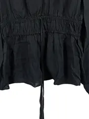 Vorschaubild 4 von Damen Hemdbluse Gr. 42/XL Schwarz V-Ausschnitt Elegant