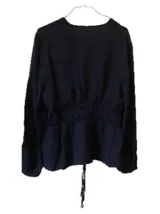 Vorschaubild 2 von Damen Hemdbluse Gr. 42/XL Schwarz V-Ausschnitt Elegant