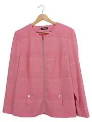 Vorschaubild 1 von Damen Leichte Jacke Gr. 48 Pink Modern Strukturmuster Reißverschluss