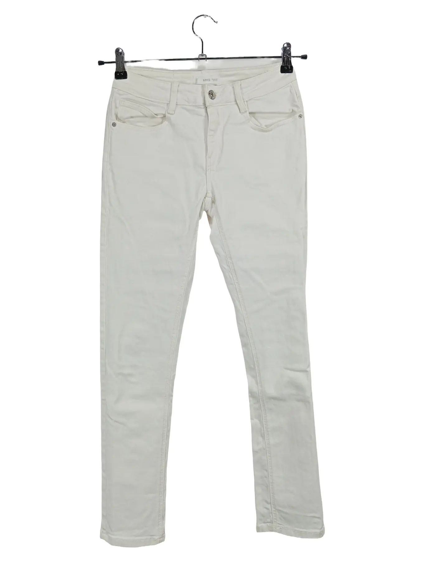 MANGO Damen Mom Jeans Hose XS Weiß Casual