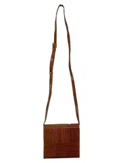 Vorschaubild 1 von Damen Umhängetasche Braun Leder Vintage Elegant Kroko-Optik 17x15cm