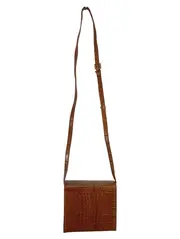 Vorschaubild 2 von Damen Umhängetasche Braun Leder Vintage Elegant Kroko-Optik 17x15cm