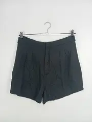 Vorschaubild 2 von Damen Shorts Gr. 42 Schwarz High-Waist Bundfalten Schleife Casual