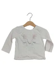 Vorschaubild 1 von Langarmshirt Baby Mädchen Gr. 74 Baumwolle Punkte Stickerei Weiß
