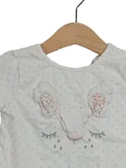 Vorschaubild 3 von Langarmshirt Baby Mädchen Gr. 74 Baumwolle Punkte Stickerei Weiß