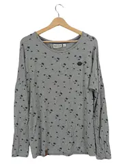 Vorschaubild 1 von Damen Langarmshirt Gr. 40 L Grau mit Palmenmuster Casual