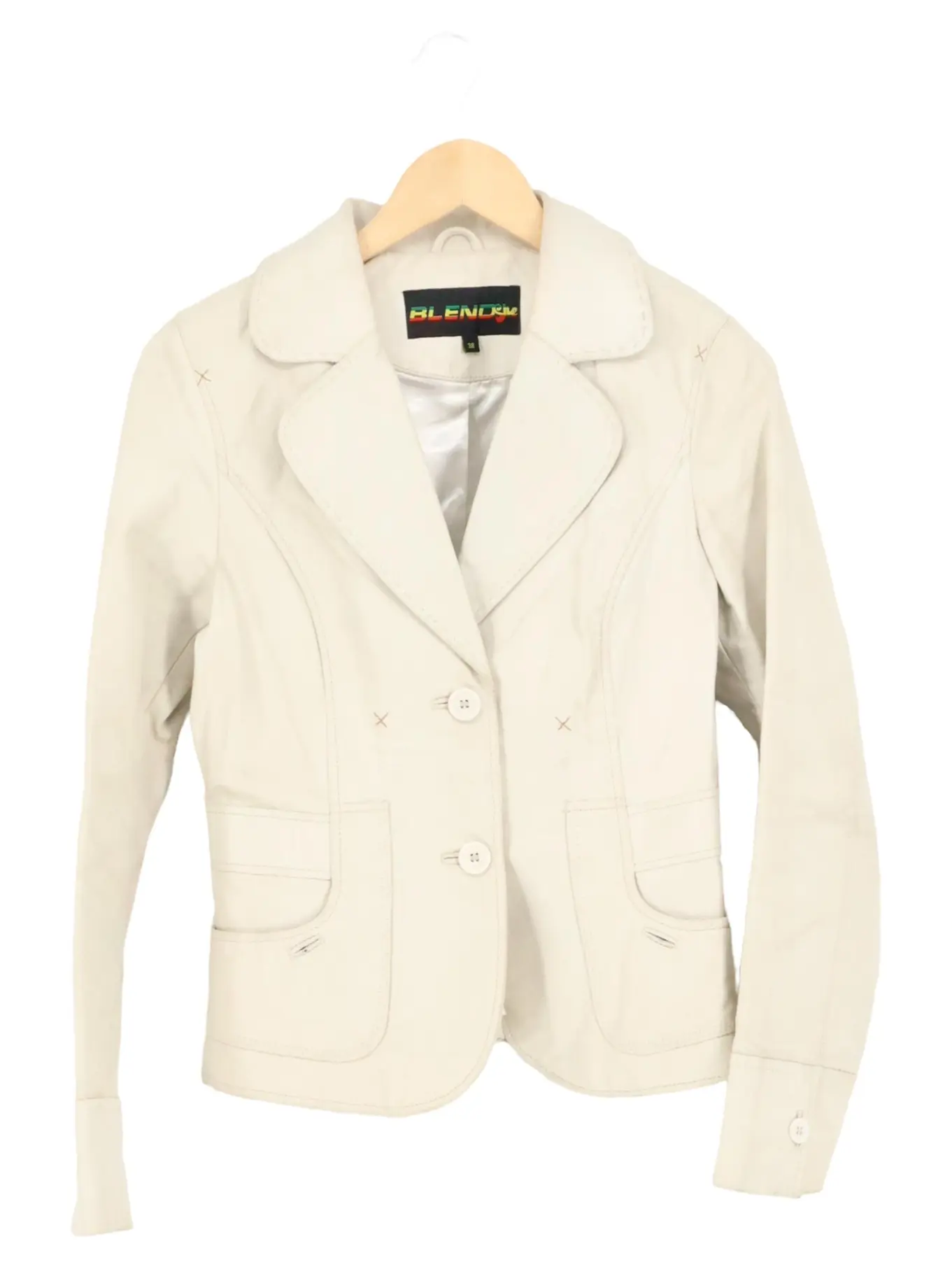 BLEND SHE BlendShe Damen Lederjacke Gr. 38/M Beige Casual Jacke