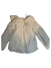 Vorschaubild 1 von Kinder Bluse Weiß Gr. 122 Lochmuster Kragen Baumwolle Charmant