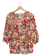 Vorschaubild 1 von Damen Bluse Gr. 40 Blumenmuster Viskose Mehrfarbig Casual