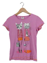 Vorschaubild 1 von Kinder T-Shirt Rosa Katzenmotiv Gr. 158 Kurzarm Baumwolle Freizeit