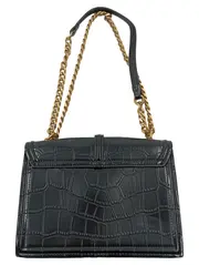 Vorschaubild 2 von Damen Umhängetasche Schwarz Kroko-Optik Goldkette Clutch Bag