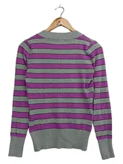 Vorschaubild 2 von Damen Pullover Gr. 34/XS Grau Gestreift V-Ausschnitt Streetwear