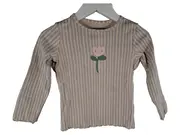 Vorschaubild 1 von Langarmshirt Mädchen Gr. 92 Beige Gestreift Blumen Applikation