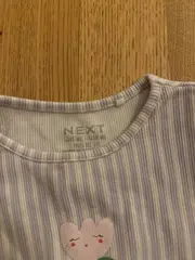 Vorschaubild 3 von Langarmshirt Mädchen Gr. 92 Beige Gestreift Blumen Applikation