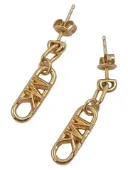 Vorschaubild 1 von Damen Ohrstecker MK Logo Hänger Goldfarben Metall