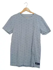 Vorschaubild 2 von Herren T-Shirt Blau Gr. 46 S Casual Kurzarm Baumwolle Print