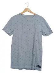 Vorschaubild 1 von Herren T-Shirt Blau Gr. 46 S Casual Kurzarm Baumwolle Print