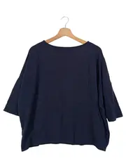 Vorschaubild 2 von Damen Langarmshirt Gr. 40/M Blau Klassisch Casual Strukturmuster