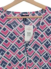 Vorschaubild 2 von Sommerkleid Damen Gr. L Geometrisch Midikleid Baumwolle Mehrfarbig