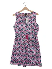 Vorschaubild 1 von Sommerkleid Damen Gr. L Geometrisch Midikleid Baumwolle Mehrfarbig