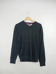 Vorschaubild 2 von Herren Pullover V-Ausschnitt Baumwolle Gr. S Schwarz