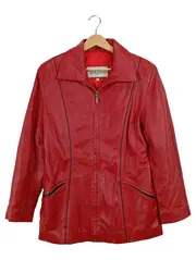 Vorschaubild 1 von Damen Lederjacke Gr. 40/L Rot Echtleder Elegant