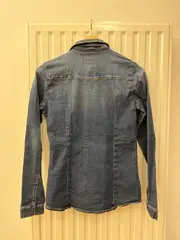Vorschaubild 4 von Hemdbluse Damen Jeanshemd Gr. 36/S Blau Casual Langarm
