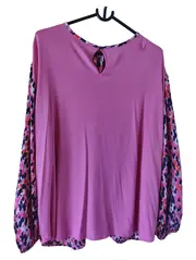 Vorschaubild 2 von M&S Damen Bluse Langarm Mehrfarbig Abstrakt Gr. 42/XL Polyester