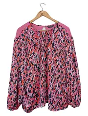 Vorschaubild 1 von M&S Damen Bluse Langarm Mehrfarbig Abstrakt Gr. 42/XL Polyester
