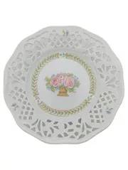Vorschaubild 1 von Sammelteller Porzellan Blumenkörbchen Rosen Weiß 14cm Klassisch