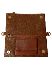 Vorschaubild 2 von Damen Umhängetasche Braun Leder Elegant Luxuriös 27x14cm