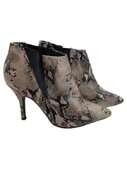 Vorschaubild 1 von Damen Stiefeletten Gr. 38 Schlangenmuster High Heels Ankle Boots Beige