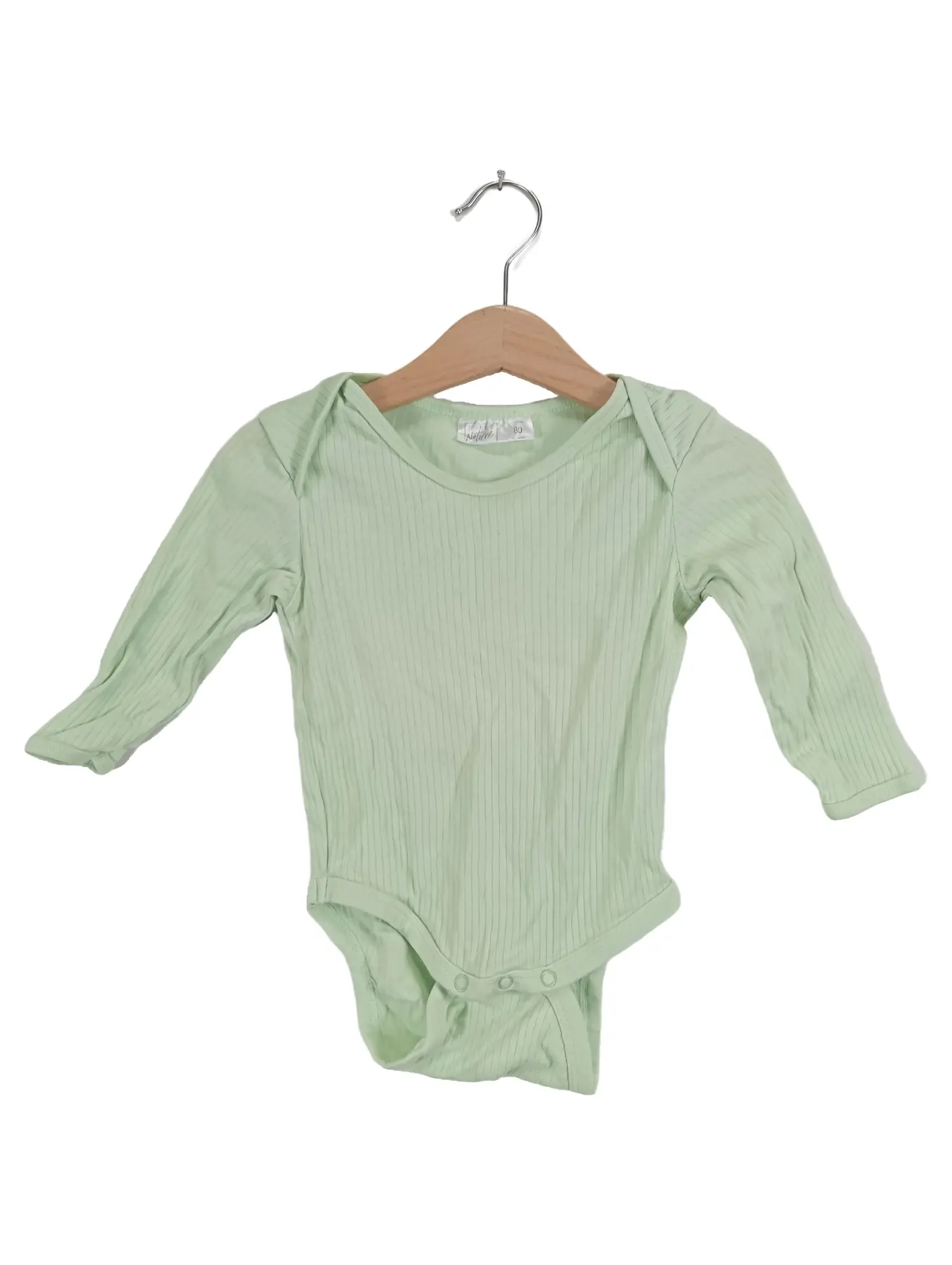 IDENTIC NATURE Baby Body Langarm Gr. 80 Grün Rippstrick Baumwolle