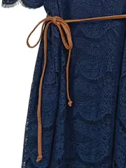 Vorschaubild 3 von Blusenkleid Damen Gr. 36/S Blau Feminin Spitze