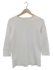 Vorschaubild 1 von Pullover Damen Gr. 34/XS Weiß Strukturmuster Baumwolle Klassisch