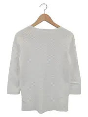 Vorschaubild 2 von Pullover Damen Gr. 34/XS Weiß Strukturmuster Baumwolle Klassisch