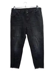 Vorschaubild 1 von Destroyed Jeans 45-521-150 Damen Strukturmuster Schwarz W38