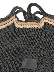 Vorschaubild 4 von Korbtasche Strohtasche Henkeltasche Schwarz Beige Damen Strandtasche